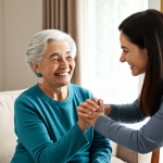 Occupational Therapist at Home**

"A professional occupational therapist, fully clothed in modest attire, assisting a senior woman in her home. The scene shows the therapist demonstrating an adaptive tool in a well-lit living room. The woman is smiling and engaged. safe for work, appropriate content, professional, family-friendly, perfect anatomy, correct proportions, natural pose, well-formed hands, proper finger count, natural body proportions."

**