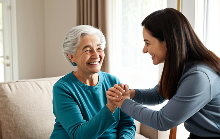Occupational Therapist at Home**

"A professional occupational therapist, fully clothed in modest attire, assisting a senior woman in her home. The scene shows the therapist demonstrating an adaptive tool in a well-lit living room. The woman is smiling and engaged. safe for work, appropriate content, professional, family-friendly, perfect anatomy, correct proportions, natural pose, well-formed hands, proper finger count, natural body proportions."

**