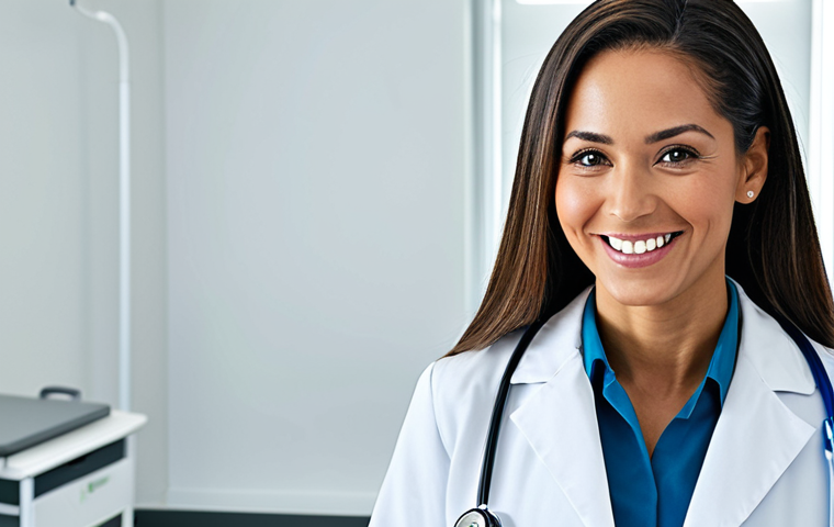 작업치료사의 환자 피드백 수집 방법 - **
"A confident female doctor in a clean, well-lit clinic, wearing a professional lab coat and stet...