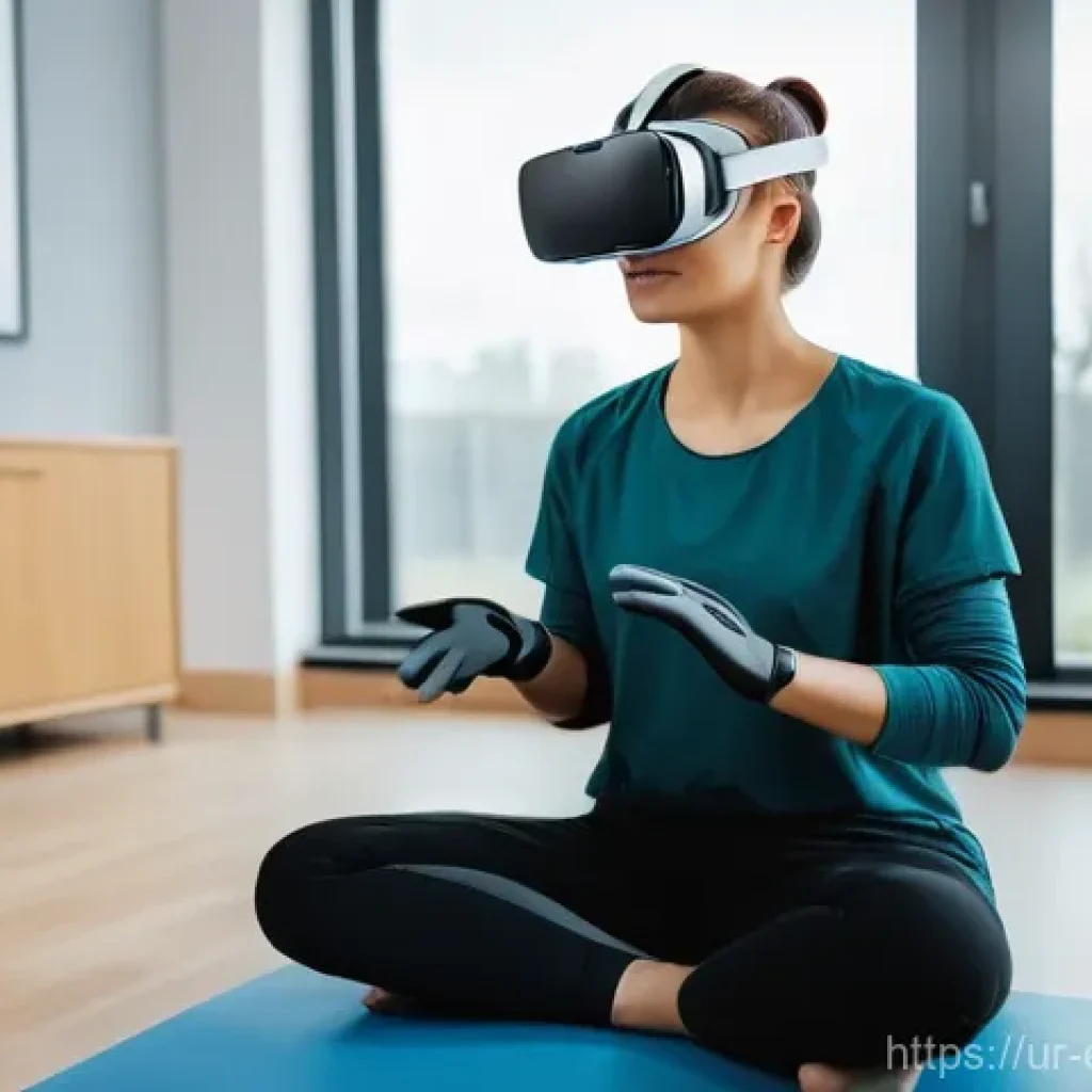 작업치료사의 치료 기술 발전 - **Image Prompt: Virtual Reality Hand Rehabilitation**
    "A bright and modern rehabilitation center...