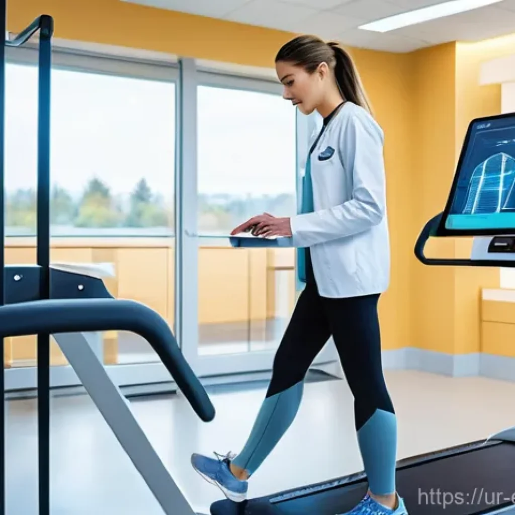 작업치료사의 최신 의료 데이터 활용 - **Prompt 1: Data-Driven Rehabilitation in a Modern Clinic**
    "A brightly lit, clean, and futurist...