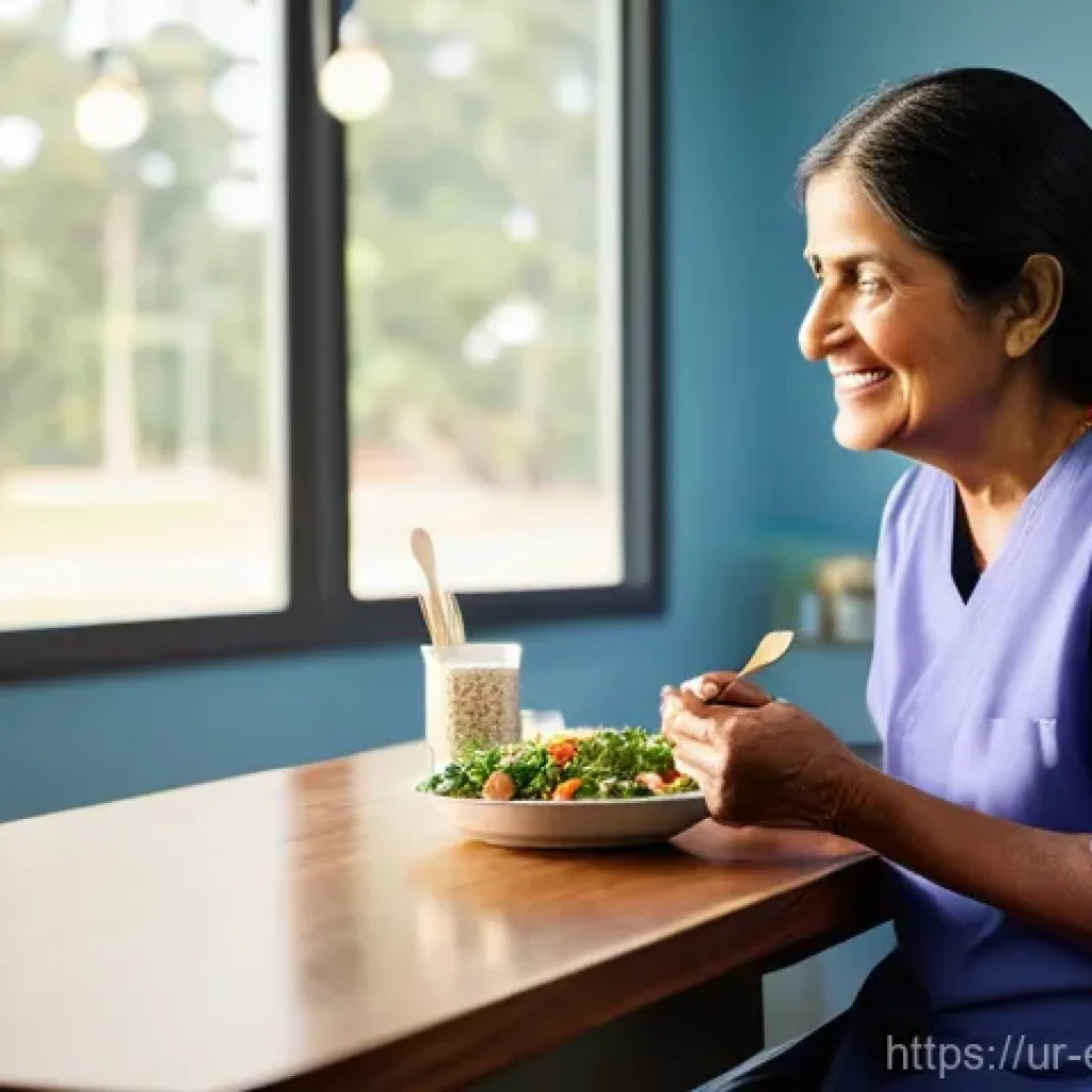 작업치료사의 병원 내 치료 사례 연구 - **Prompt:** A heartwarming scene of a middle-aged South Asian woman, recovering from a stroke, succe...