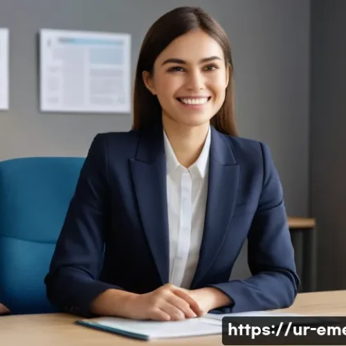 Home 30 작업치료사 면접 준비 전략 - A young professional woman in her late 20s, dressed in a sharp, modest business suit (a well-fitted ...