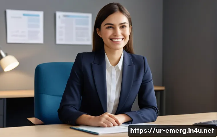 작업치료사 면접 준비 전략 - A young professional woman in her late 20s, dressed in a sharp, modest business suit (a well-fitted ...