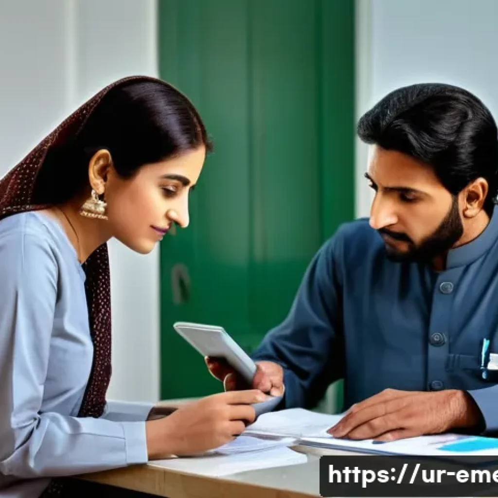 작업치료사의 환자 경과 기록법 - A detailed, culturally respectful medical office scene in Pakistan, showing a female Urdu-speaking d...