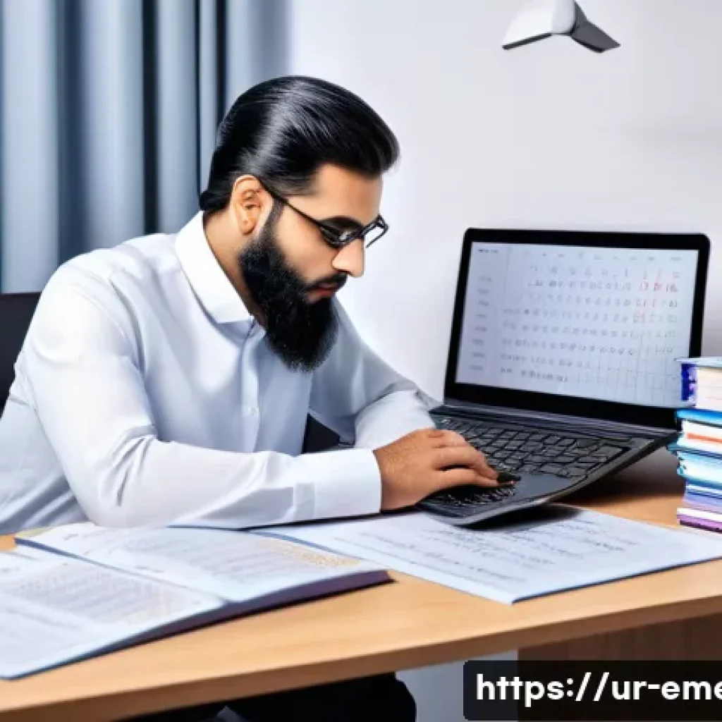 작업치료사의 자격증 유지 비용 관리 - A professional Urdu-speaking therapist sitting at a modern desk, carefully budgeting certification e...