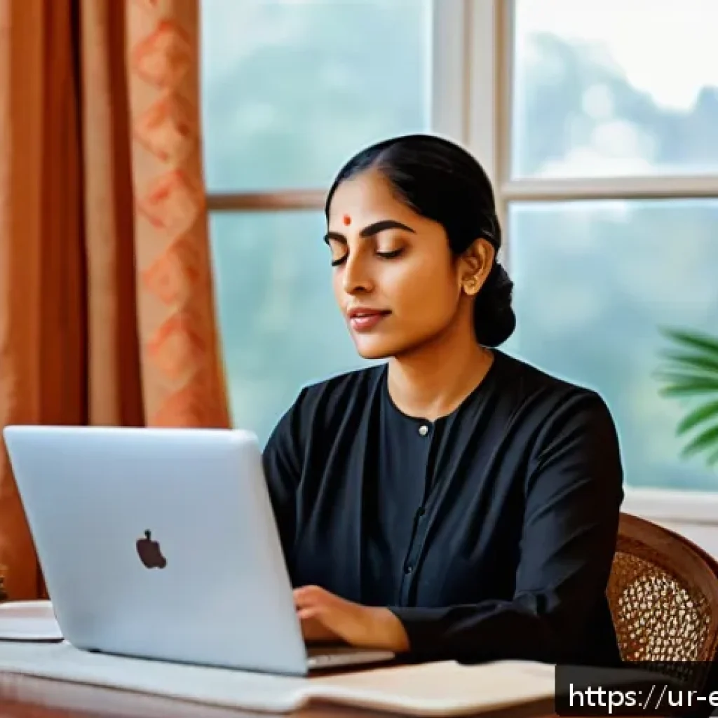 작업치료사의 업무 스트레스 관리 - A serene home office scene reflecting a professional Urdu-speaking therapist practicing mindful stre...