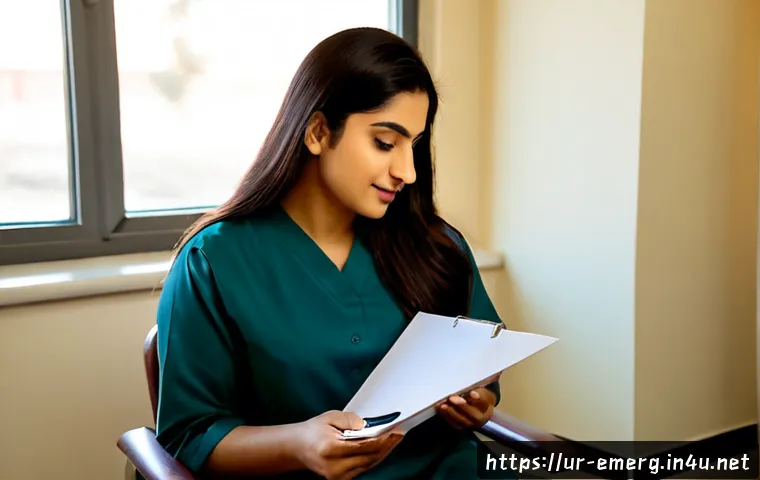 Home 30 작업치료사의 자격증 시험 후 경험 - Photorealistic Pakistani occupational therapist in modest professional attire, seated in a quiet cli...